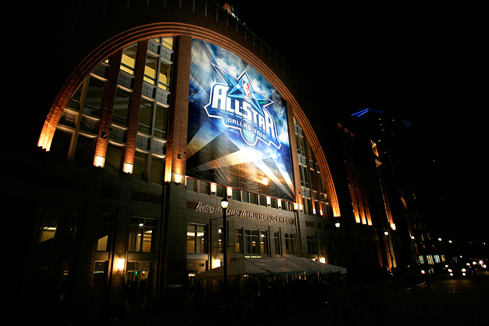 NBA All-Star building facade graphics by infinite scale
