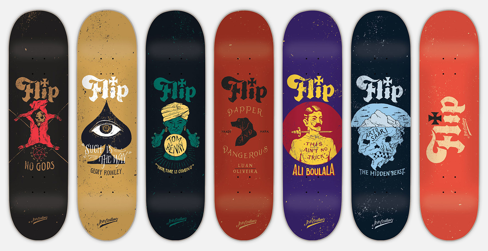 flip skateboards graphics by jon contino