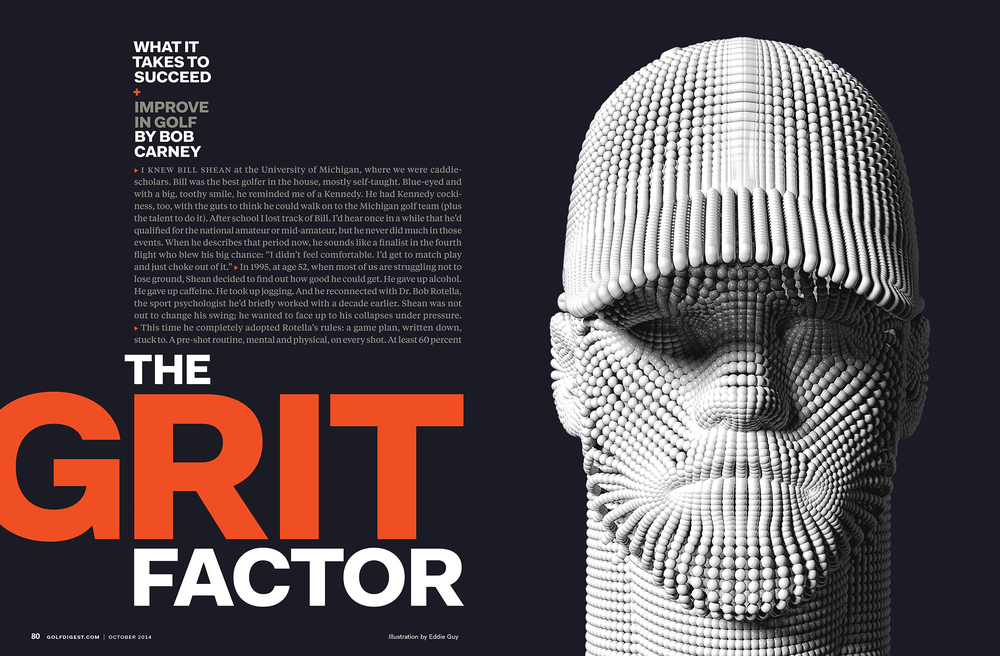 Grit Factor Golf Digest spread by Tim Oliver