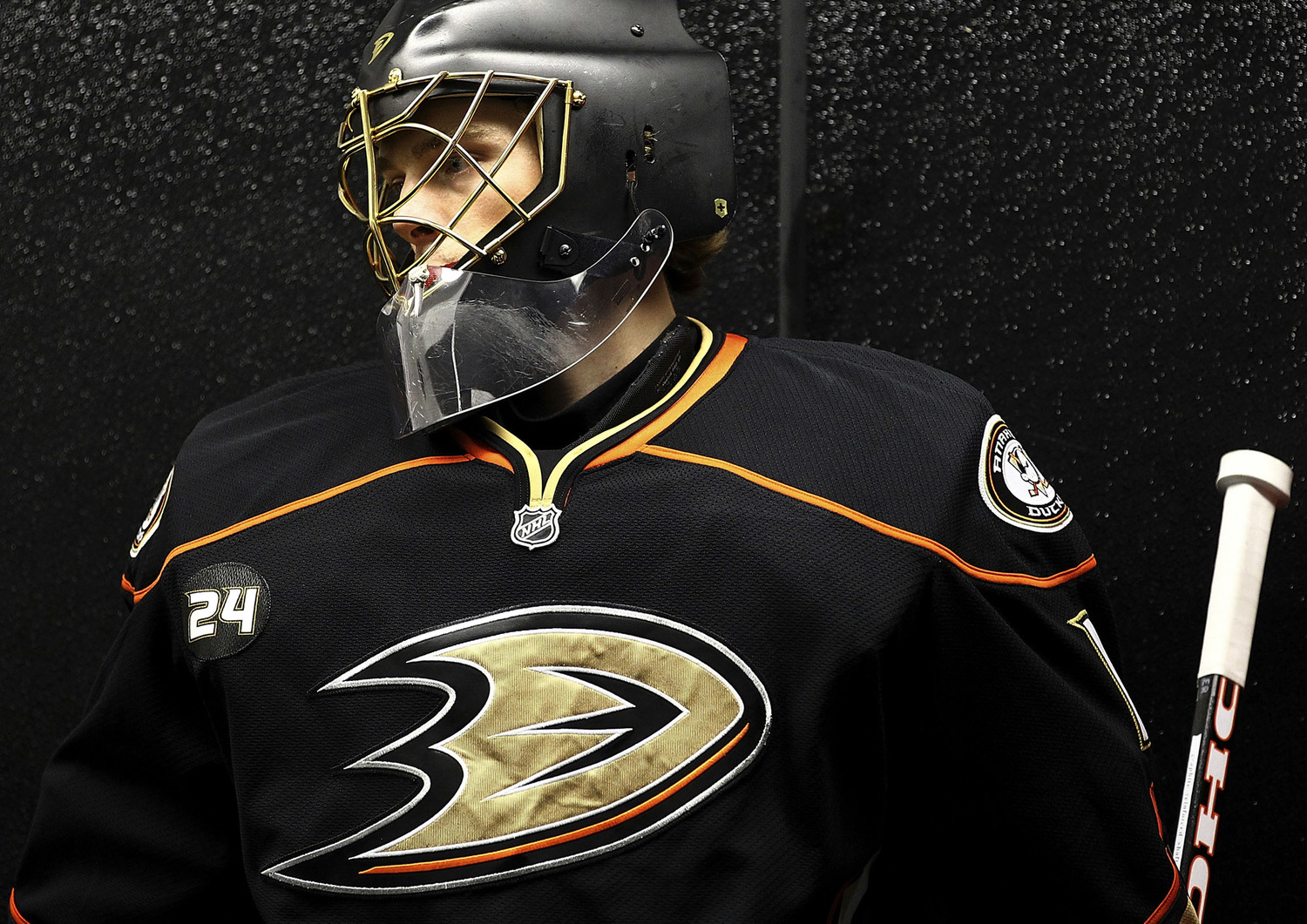 anaheim ducks 2010 rebranding logo on uniform by fanbrandz