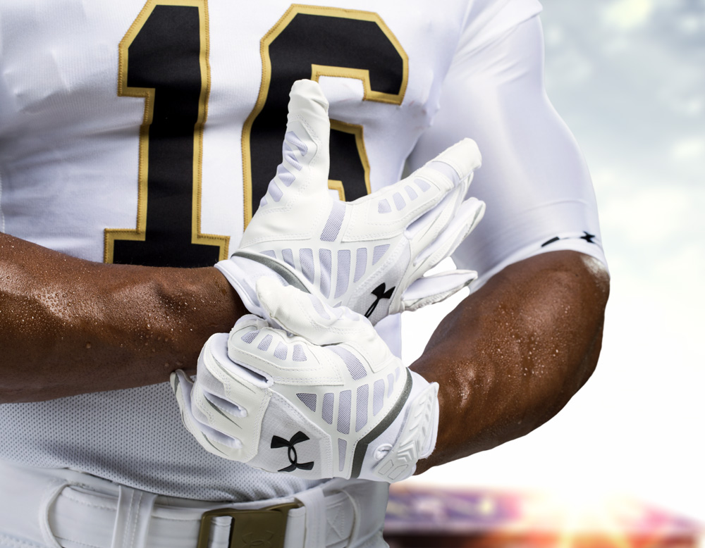 Navy football gloves
