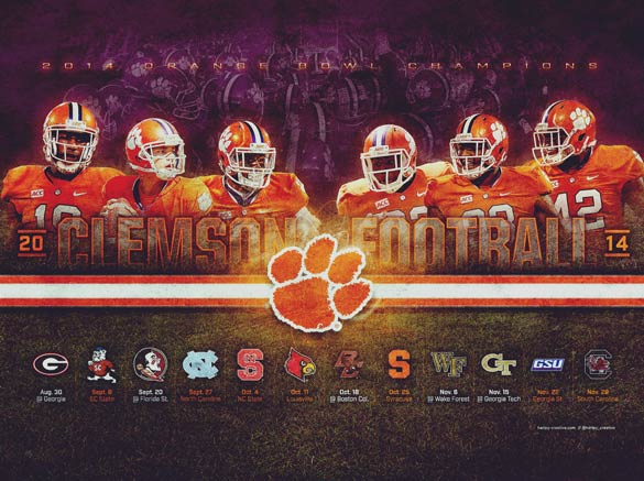 2014 Clemson Football Schedule Wallpaper by TJ Harley