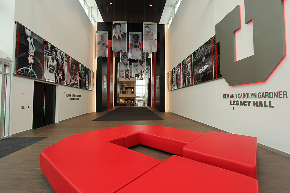 Utah Utes basketball facility environmental graphics by infinite scale