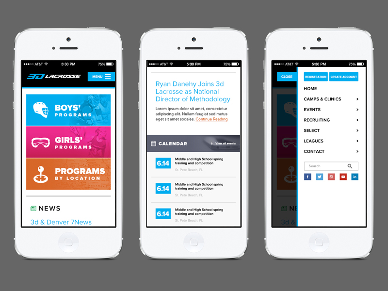 3d lacrosse mobile homepage design by adam martin