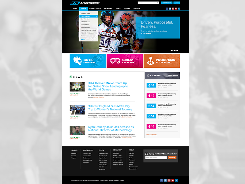 3d lacrosse homepage design by adam martin