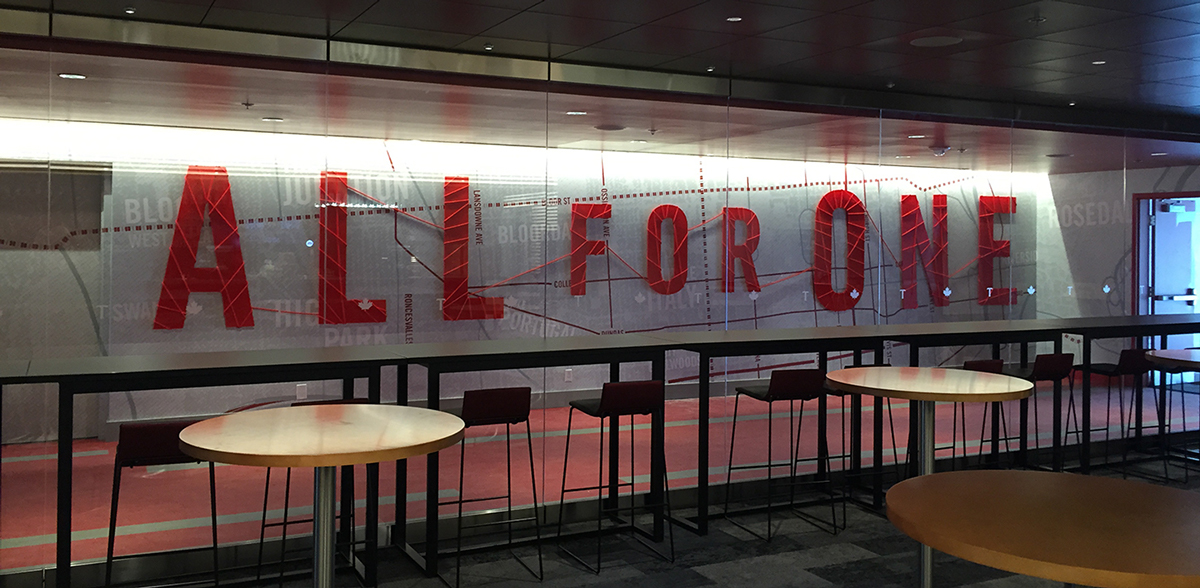 Toronto FC "All for One" environmental signage designed by MLSE Design​"