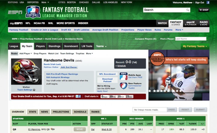 ESPN Fantasy Football Visual Design