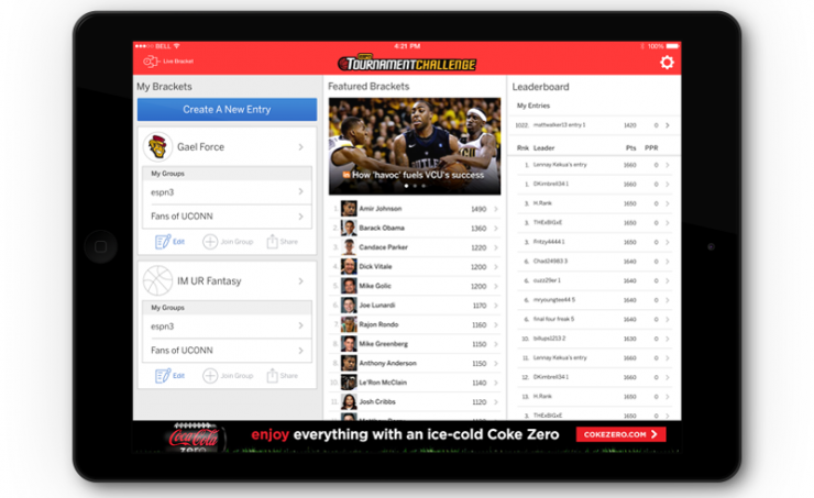 espn tournment challenge user interface ipad app