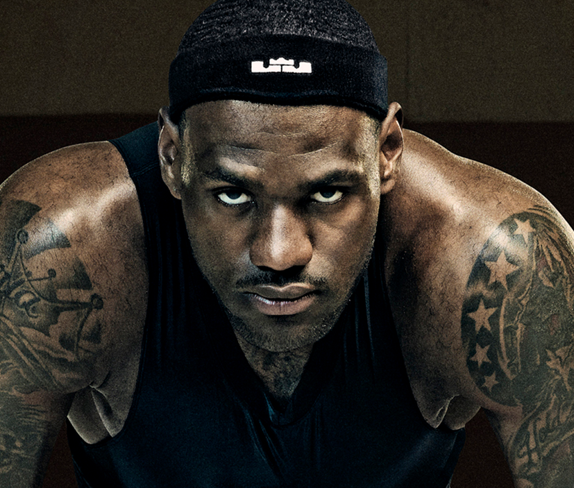 Lebron James photo with logo on headband