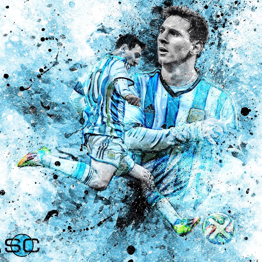 Lionel Messi soccer art for Sportscenter