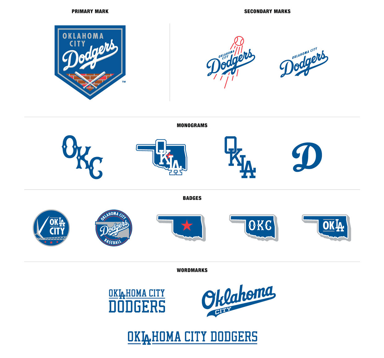 Oklahoma City Dodgers logo system by Ross Yoshida