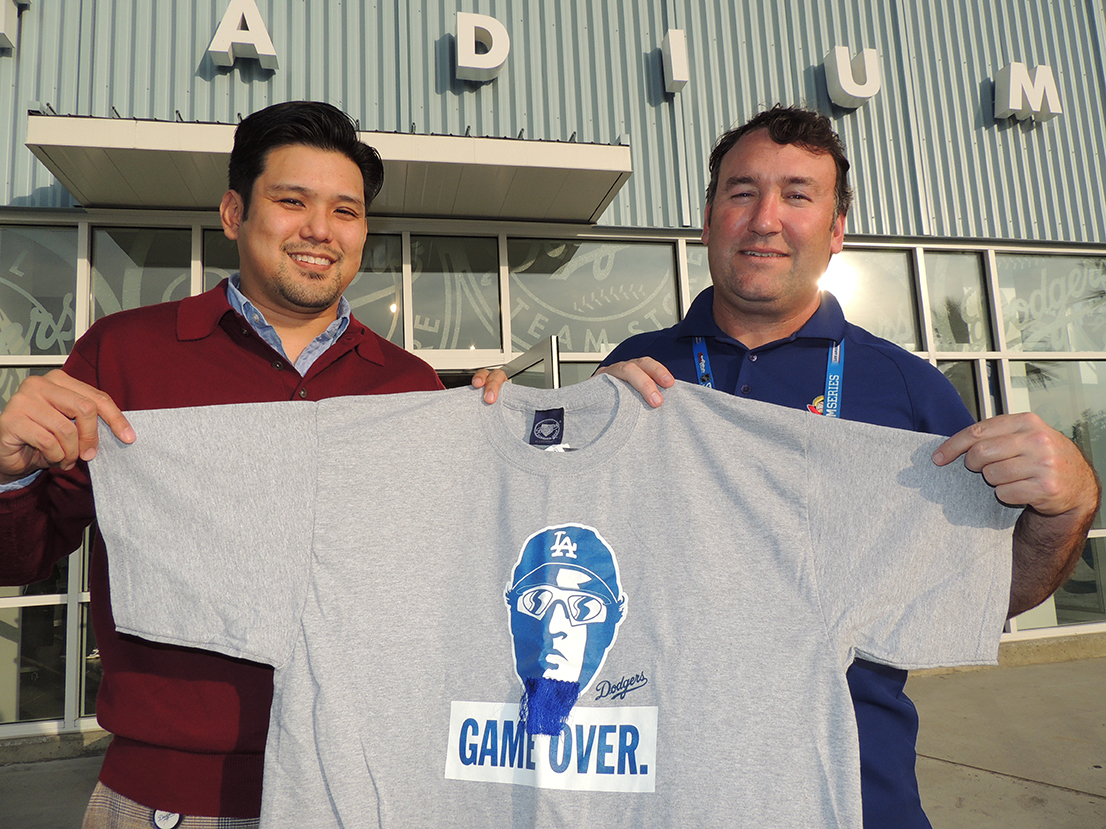 Ross Yoshida displays his Game Over logo